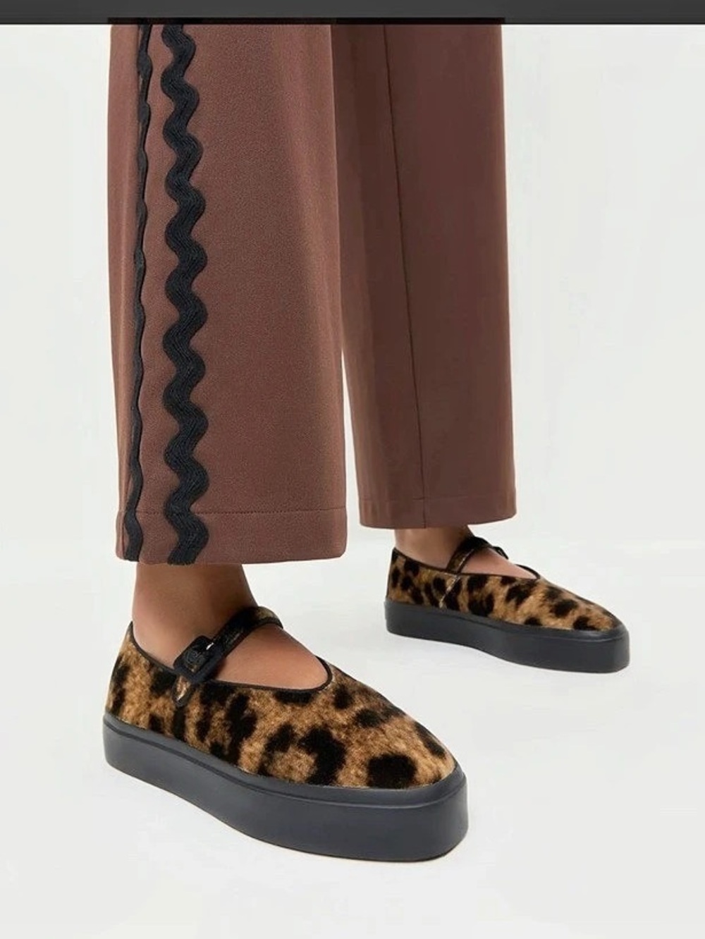 NWT Loeffler Randall Cooper Leopard Velvet Mary Jane Sneaker Flats